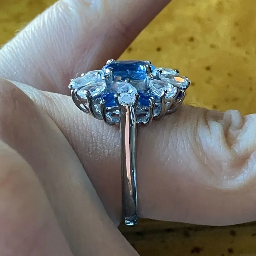 Natural Kyanite Sterling Silver Cocktail Ring Size 7